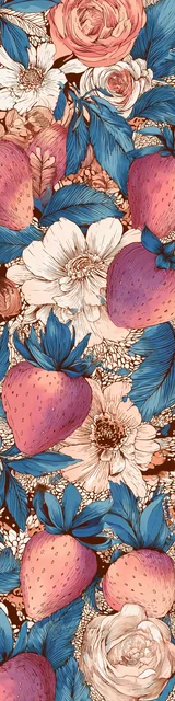 Free strawberry bookmark featuring pretty strawberries and white flowers